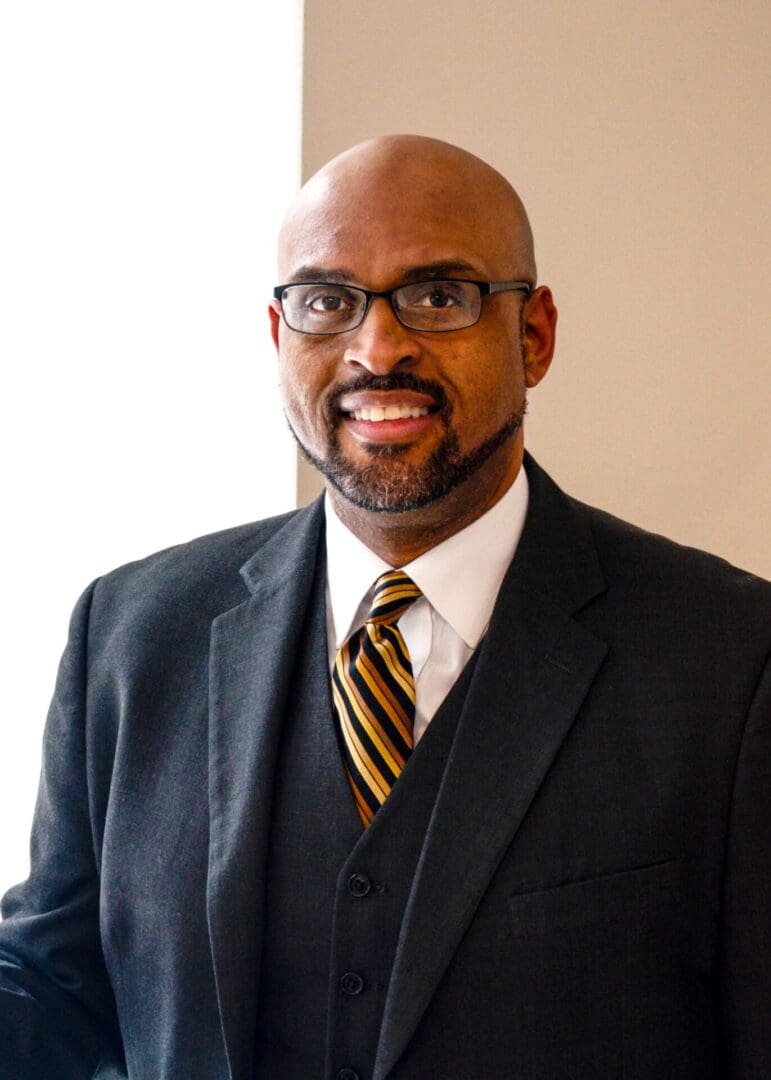 Smiling professional man with striped tie